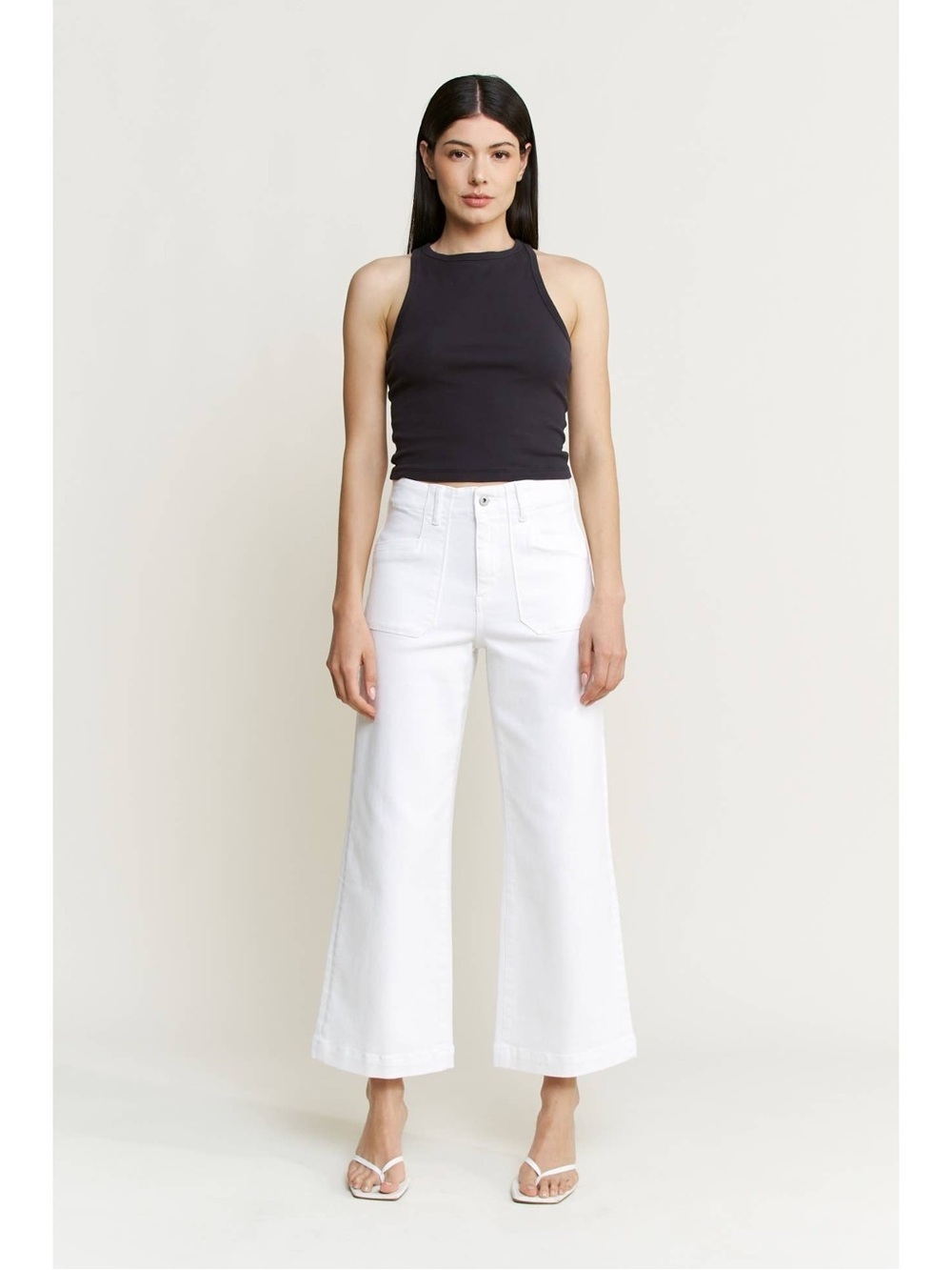 High-Rise White Wide-Leg Jeans for Women
